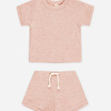 RIBBED SHORTIE SET - ROSE