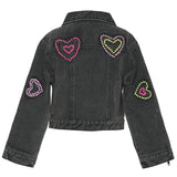 HANNAH BANANA DENIM JACKET WITH HEART HOTFIX - BLACK