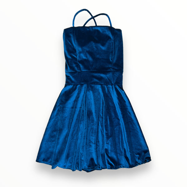 FLOWERS BY ZOE TIE BACK DRESS - VELVET TEAL