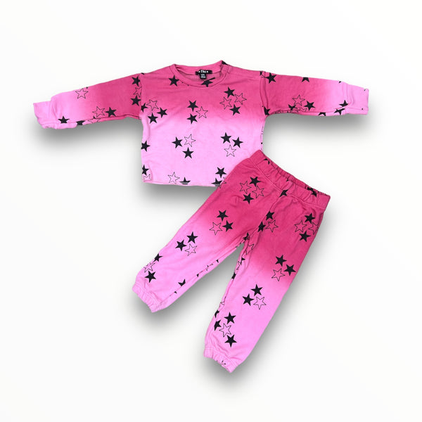 FLOWERS BY ZOE BABY SWEATSUIT - OMBRE PINK STARS