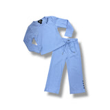 FLOWERS BY ZOE WAFFLE LONG SLEEVE AND PANT - BLUE