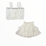 FLOWERS BY ZOE EYELET TIE FRONT CROP TOP AND SKIRT SET - WHITE