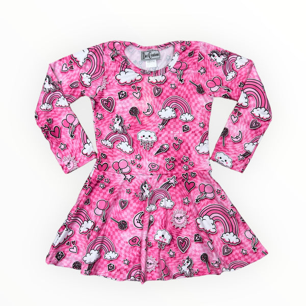 DORI CREATIONS LONG SLEEVE DRESS - CANDYLAND PINK