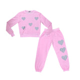 FIREHOUSE CREW NECK AND SWEATS SET - ICE PINK