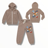 CALIFORNIAN VINTAGE ZIP HOODIE AND JOGGER SET - CARAMEL/SKATE