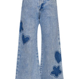 HANNAH BANANA RHINESTONE SHADOW HEART/FLOWER DENIM JEANS