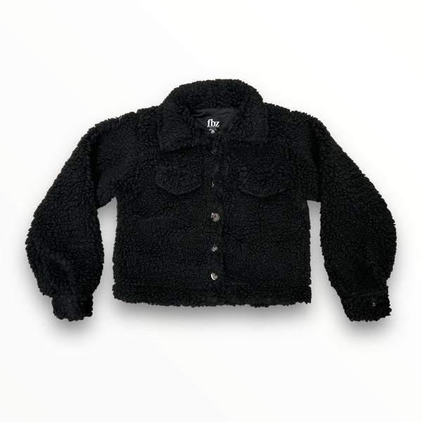 FLOWERS BY ZOE SHERPA JACKET - BLACK