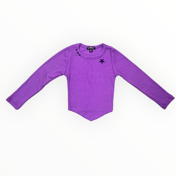 FLOWERS BY ZOE EMBROIDERED RIBBED LONG SLEEVE - PURPLE/STAR
