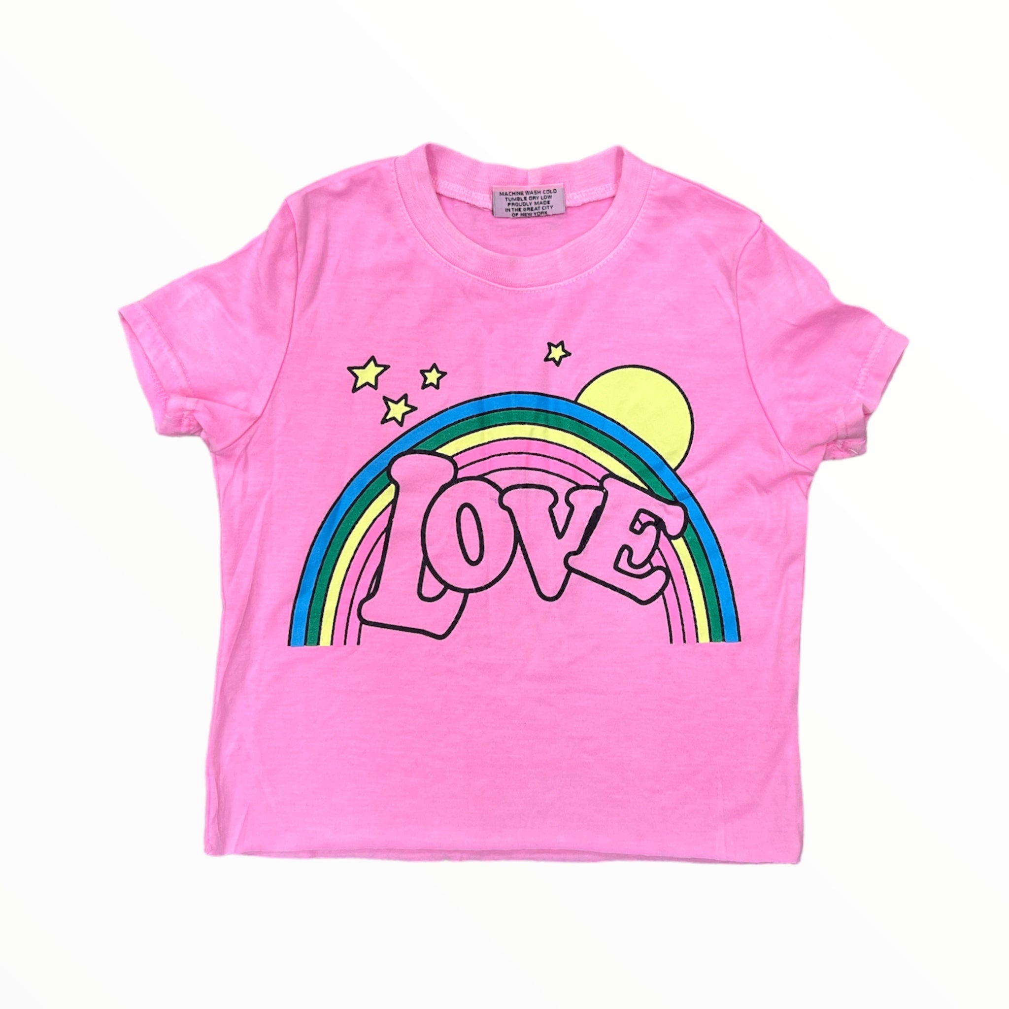 FIREHOUSE T-SHIRT - NEON PINK/ RAINBOW LOVE