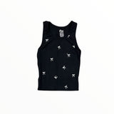 FLOWERS BY ZOE BOW TANK - BLACK