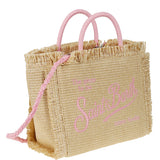 MC2 SAINT BARTH COLETTE RAFFIA EMBROIDERED BAG - PINK