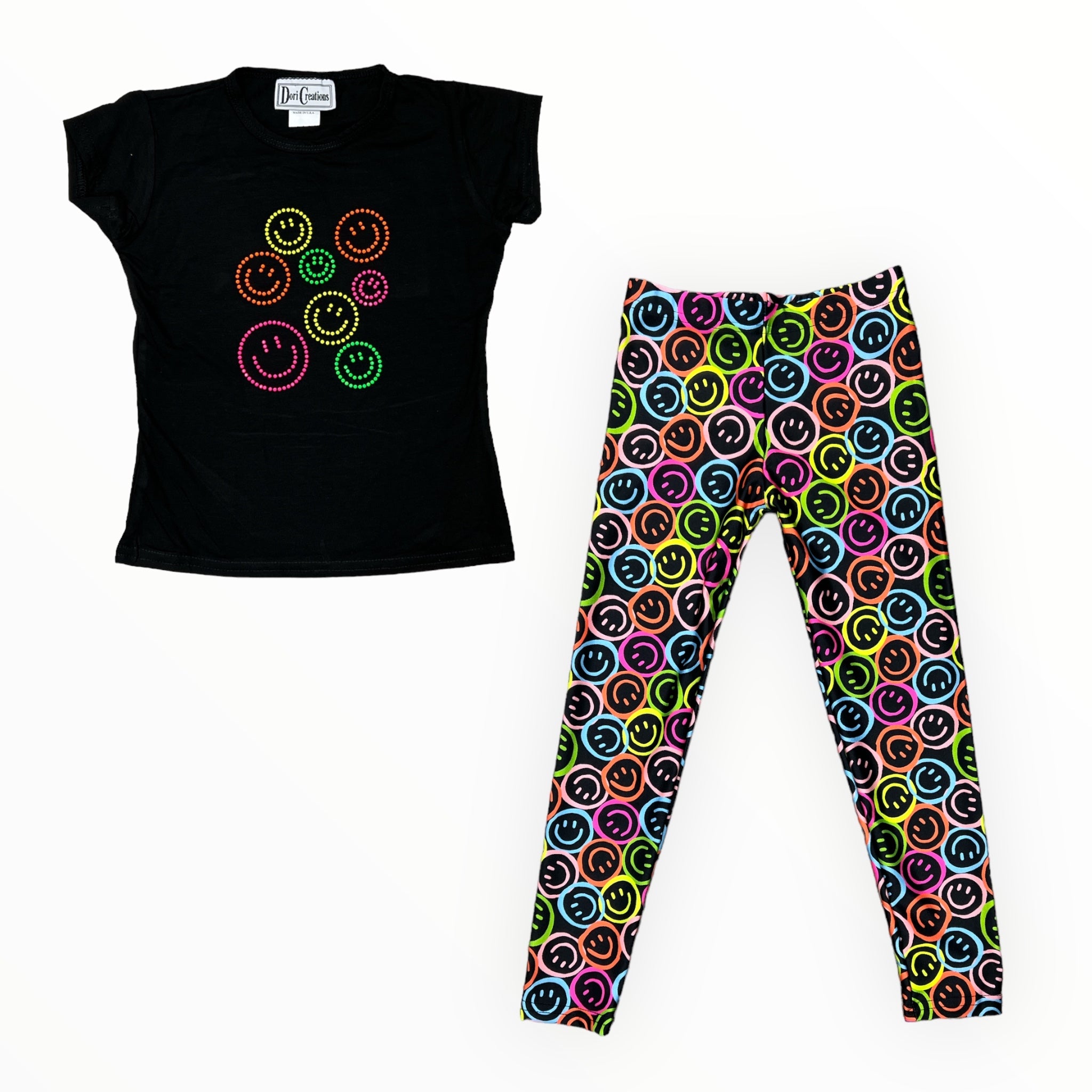 DORI LEGGING - BLACK/NEON SMILEY
