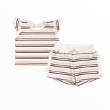 COZII FLUTTER SLEEVE TEE AND SHORT SET - STRIPE