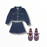 MINI DREAMERS NIKKI DENIM JACKET AND SKIRT SET - DENIM