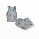 FLOWERS BY ZOE SHORTS - HEATHER GREY/CHERRY BOW