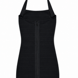 KATIE J TWEEN CARMEN HALTER BANDAGE MINI DRESS - BLACK