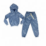CALIFORNIAN VINTAGE HOODIE AND JOGGER SET - DENIM/SPLATTER
