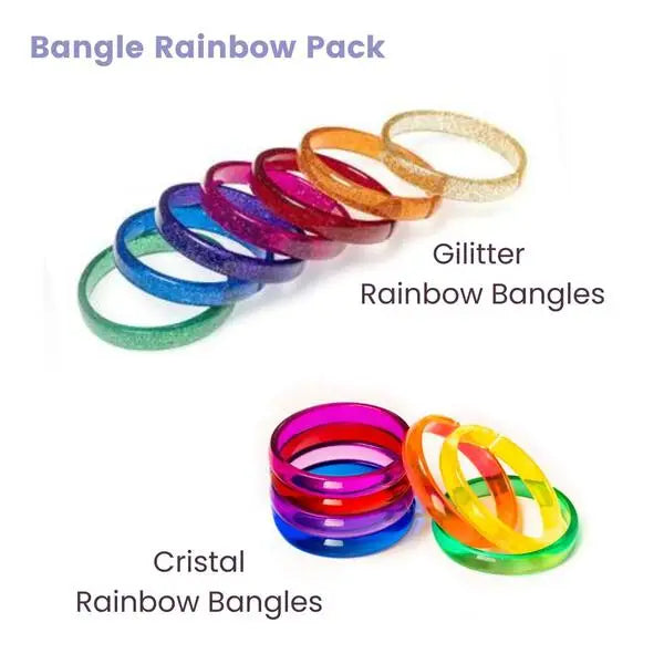 LILIES & ROSES BANGLE SET - CLEAR RAINBOW