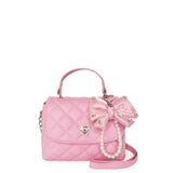 OMG ACCESSORIES QUILTED TOP HANDLE FLAP CROSSBODY BAG WITH CHARM