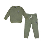 TINY WHALES THE TRAVELER SWEATSHIRT AND SWEATPATS SET - PINE