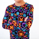 BAMBOO 2 PC PAJAMA SET - SPOOKY NEON LIGHTS