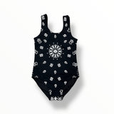 FLOWERS BY ZOE 1 PC SWIMSUIT - BLACK BANDANA