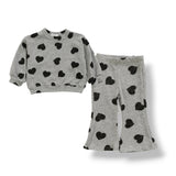 COZII HACCI SWEATER AND FLARE LEGGING SET - GRAY HEARTS
