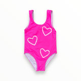 FLOWERS BY ZOE 1 PC SWIMSUIT - NEON PINK HEART
