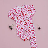 BAMBOO ZIP ROMPER - CHERRY BOW