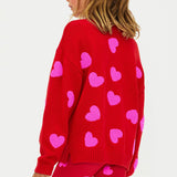BEACH RIOT LITTLE CALLIE SWEATER - ROYAL RED HEARTS