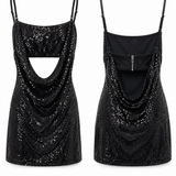KATIE J TWEEN STERLING SEQUIN DRESS - BLACK