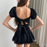THEME NYC NOA TIE BACK TOP - BLACK/HEARTS