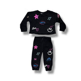 FLOWERS BY ZOE BABY SWEATSUIT - BLACK/ICON