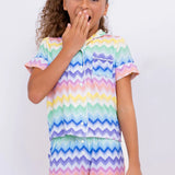 PREPPY GOOSE SHORT SLEEVE PAJAMA SET - CHEVRON