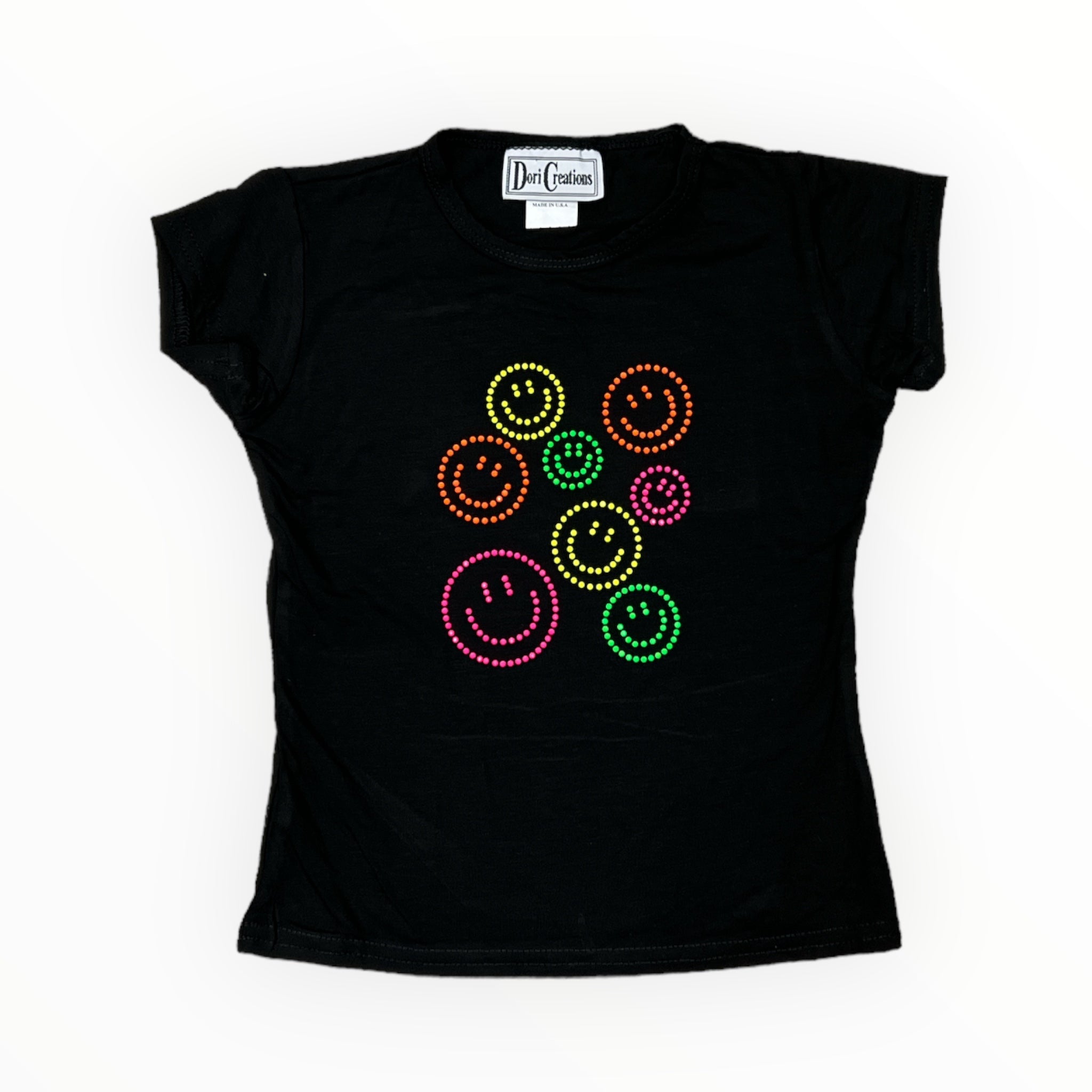 DORI CREATIONS T-SHIRT - BLACK/NEON SMILEY