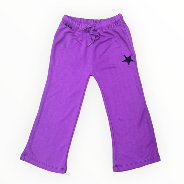 FLOWERS BY ZOE WIDE LEG SWEATPANT - PURPLE/EMBROIDERED STAR