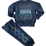 ROWDY SPROUT NIRVANA  HOODIE  AND SWEATS SET - BLACK