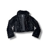 FLOWERS BY ZOE FAUX FUR JACKET- BLACK