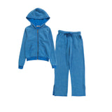 T2LOVE ZIP HOODIE AND WIDE LEG SWEATS SET - ROYAL BLUE