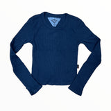 T2LOVE L/S THERMAL CREW TOP W/THUMBHOLE - BLUE JEAN