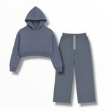 KATIE J TWEEN SUTTON HOODIE AND WIDE LEG SWEATS SET - SLATE