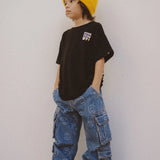 SMILEY FACE BAGGY JEANS - DENIM