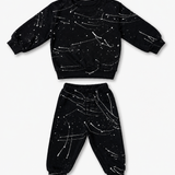 CALIFORNIAN VINTAGE BABY BOY HOODIE AND JOGGER SET - BLACK/SPLATTER
