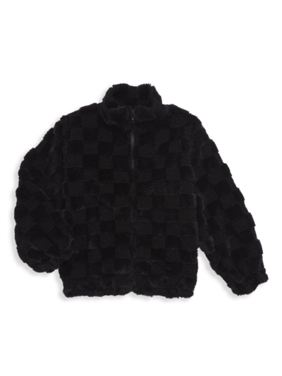 FLOWERS BY ZOE TEXTURED FAUX FUR COAT - BLACK