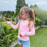 ELLLIE AND MILA PEARL HEART LONG SLEEVE - PINK