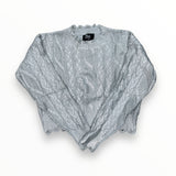 FLOWERS BY ZOE CABLE SWEATER - METALLIC SILVER