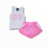 FLOWERS BY ZOE RIBBED TANK - WHITE/IBIZA