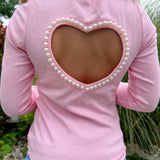 ELLLIE AND MILA PEARL HEART LONG SLEEVE - PINK