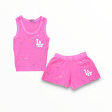 FIREHOUSE SHORT - NEON PINK/LA/SPLATTERED