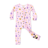 BELLA BU BEAR BAMBOO FOOTIE - EVIL EYE/HAMSA PINK